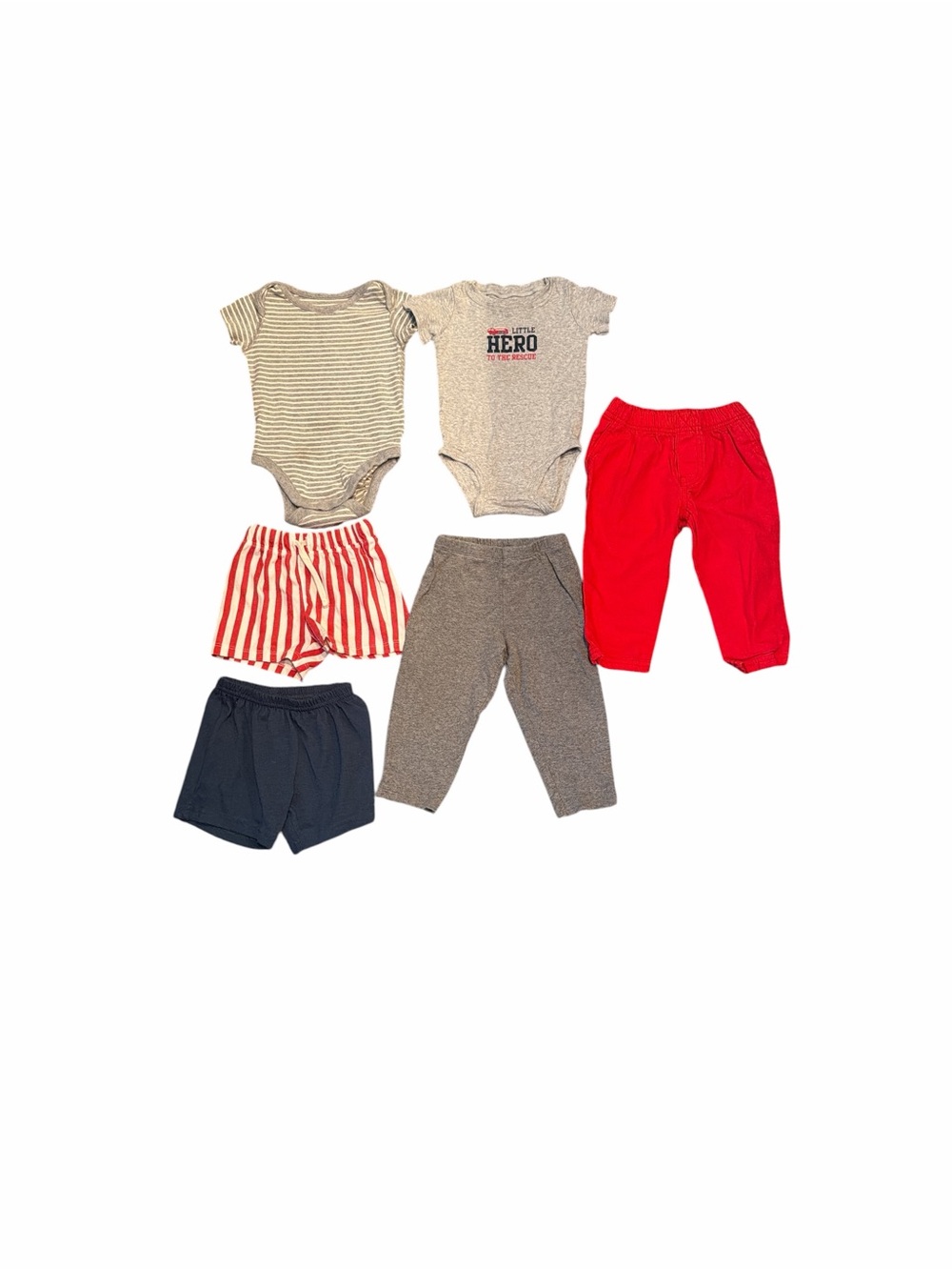 12M Baby Boy Summer Bundle Red White & Blue Shorts, Bodysuits & Playwear
